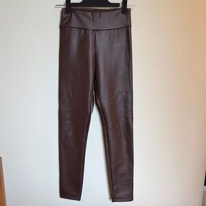 Calzedonia Brown Fleece Lined Faux Leather Leggings